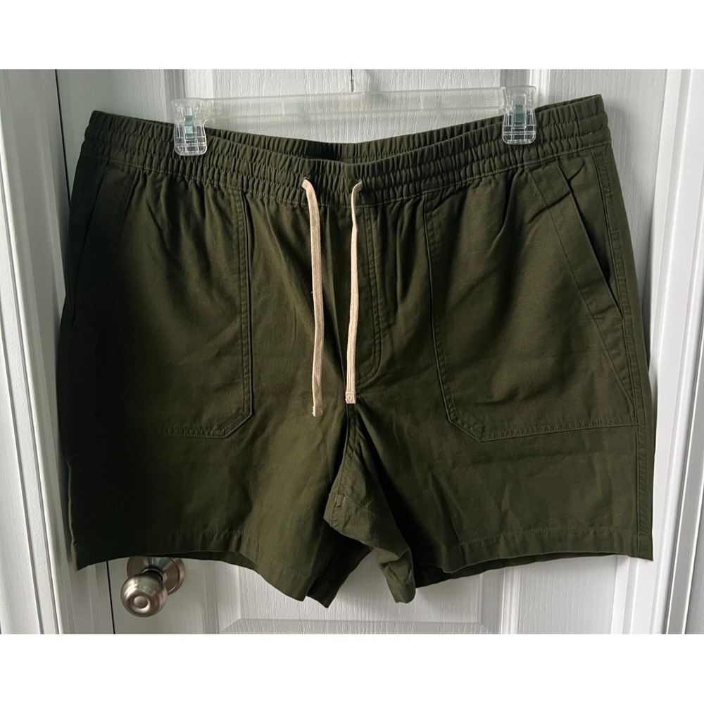 Lands End Men's Shorts 100% Cotton Drawstring Olive Green Size XL 40-42
